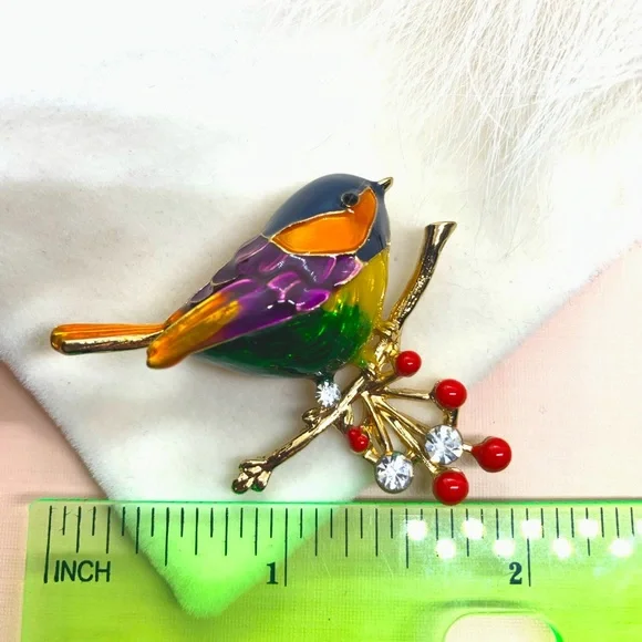 Enamel Bird Brooch - Picture 3 of 3